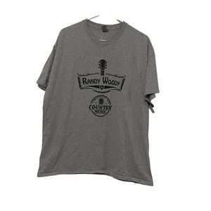 Gildan Shirt Men XL Gray Cotton Randy‎ Woody Country Music Casual Short Sleeve